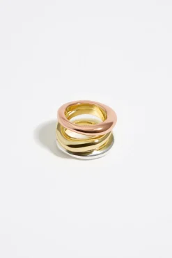 Clearance BIMBA Y LOLA Anillo Tres Bandas Multicolor