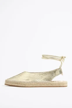 Cheap BIMBA Y LOLA Bailarina Yute Acordonada Piel Oro