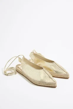 Cheap BIMBA Y LOLA Bailarina Yute Acordonada Piel Oro