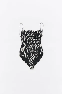 Fashion BIMBA Y LOLA Banador Print Tiger Liquid Negro