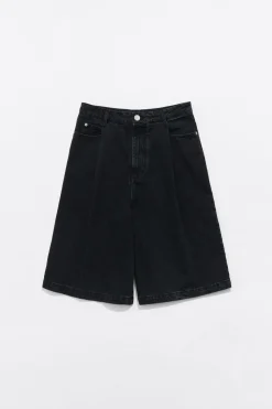 Best Sale BIMBA Y LOLA Bermuda Denim Pinzas Negro Lavado