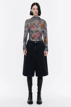 Online BIMBA Y LOLA Bermuda Denim Pinzas Negro Lavado