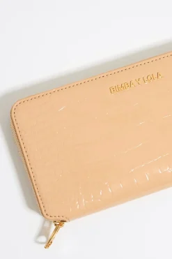 Cheap BIMBA Y LOLA Billetera Horizontal Cremallera Grabado Cocodrilo Arena