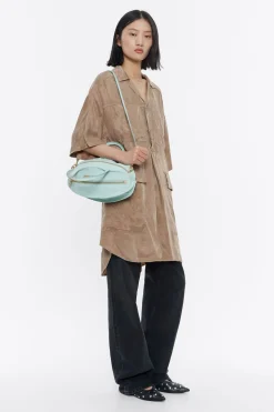 Cheap BIMBA Y LOLA Bolso De Mano Pelota Grande Piel Azul Hielo