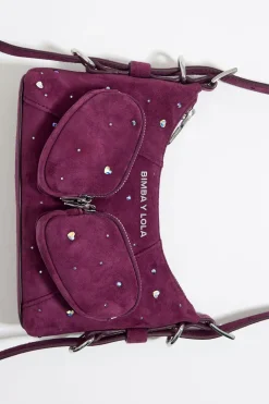 Online BIMBA Y LOLA Bolso Hobo Pocket Mini Piel Swarovski Berenjena