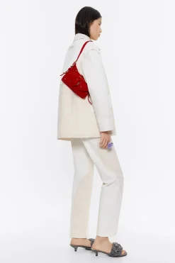 Shop BIMBA Y LOLA Bolso Hobo Pocket Mini Piel Swarovski Rojo