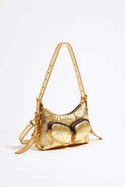 Fashion BIMBA Y LOLA Bolso Hobo Pocket Mini Piel Dorado