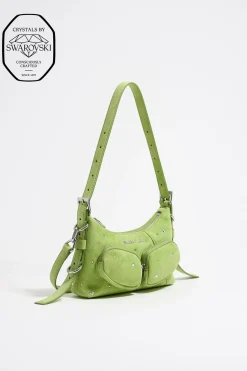 Outlet BIMBA Y LOLA Bolso Hobo Pocket Mini Piel Swarovski Pistacho