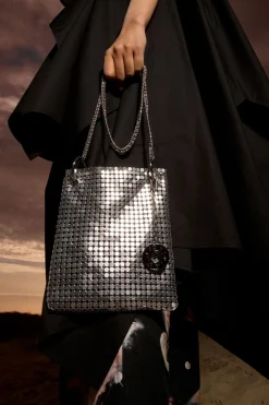 Fashion BIMBA Y LOLA Bolso Plano Mini Malla Metalica Plata