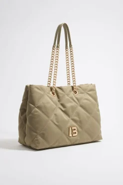 Discount BIMBA Y LOLA Bolso Shopper Grande Nylon Acolchado Caqui Claro