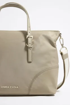 Discount BIMBA Y LOLA Bolso Shopper Grande Nylon Caqui Claro