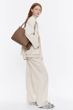 Outlet BIMBA Y LOLA Bolso Shopper Grande Piel Topo Oscuro