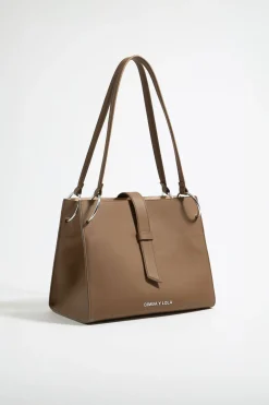 Outlet BIMBA Y LOLA Bolso Shopper Grande Piel Topo Oscuro