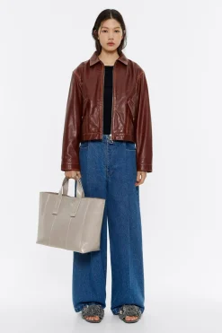 Flash Sale BIMBA Y LOLA Bolso Shopper Grande Piel Gris Verdoso