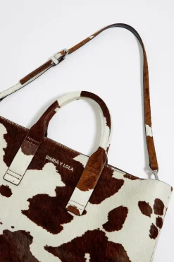 Fashion BIMBA Y LOLA Bolso Shopper Grande Piel Print Vaca