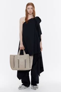 New BIMBA Y LOLA Bolso Shopper Grande Serraje Piedra