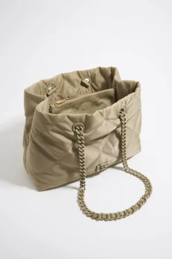 Cheap BIMBA Y LOLA Bolso Shopper Mediano Nylon Acolchado Caqui Claro