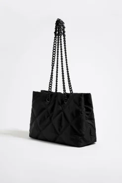Best Sale BIMBA Y LOLA Bolso Shopper Mediano Nylon Acolchado Negro