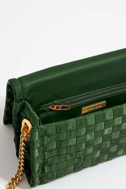 Outlet BIMBA Y LOLA Bolso Solapa Mini Nylon Trenzado Verde