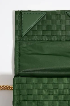 Outlet BIMBA Y LOLA Bolso Solapa Mini Nylon Trenzado Verde