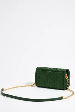 Outlet BIMBA Y LOLA Bolso Solapa Mini Nylon Trenzado Verde