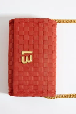 New BIMBA Y LOLA Bolso Solapa Mini Nylon Trenzado Coral