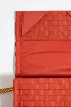 New BIMBA Y LOLA Bolso Solapa Mini Nylon Trenzado Coral