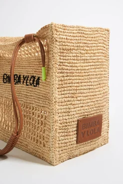 Cheap BIMBA Y LOLA Bolso Tote Grande Rafia Natural