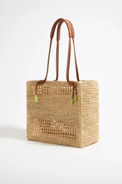 Cheap BIMBA Y LOLA Bolso Tote Grande Rafia Natural