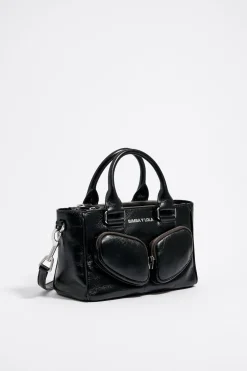 New BIMBA Y LOLA Bolso Tote Pocket Mediano Piel Negro