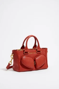 Discount BIMBA Y LOLA Bolso Tote Pocket Mediano Piel Naranja Quemado