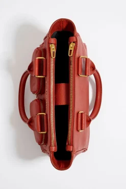 Discount BIMBA Y LOLA Bolso Tote Pocket Mediano Piel Naranja Quemado