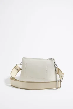 New BIMBA Y LOLA Bolso Trapecio Pequeno Piel Blanco Roto
