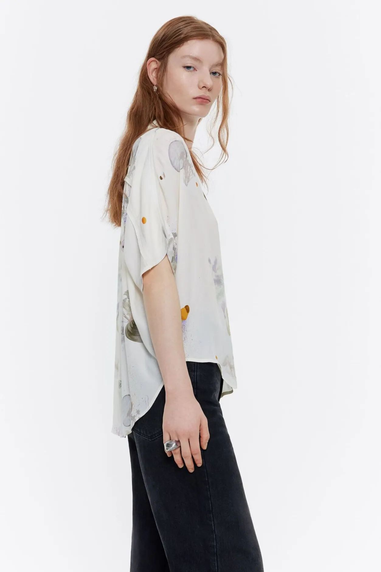 Sale BIMBA Y LOLA Camisa Capa Corta Waves Marfil