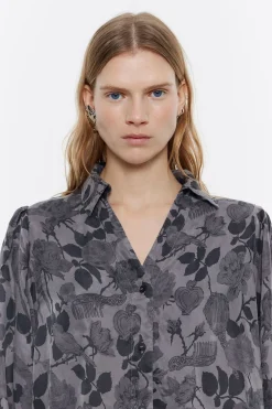 New BIMBA Y LOLA Camisa Fluida Canary Camo Caqui