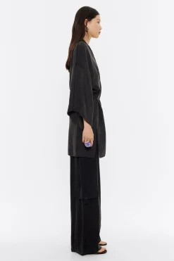 New BIMBA Y LOLA Camisa Kimono Larga Negra