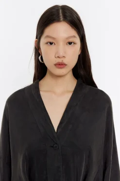 New BIMBA Y LOLA Camisa Kimono Larga Negra