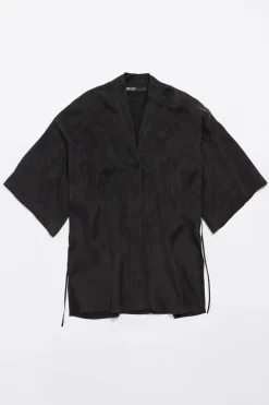 New BIMBA Y LOLA Camisa Kimono Larga Negra