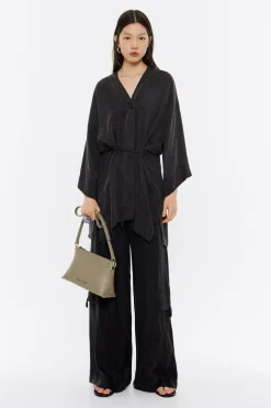 New BIMBA Y LOLA Camisa Kimono Larga Negra