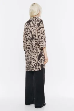 Hot BIMBA Y LOLA Camisa Oversize Fluida Animal Mix Camel