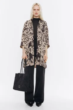 Hot BIMBA Y LOLA Camisa Oversize Fluida Animal Mix Camel