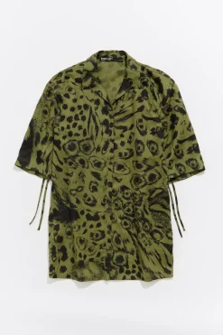 Clearance BIMBA Y LOLA Camisa Oversize Lino Animal Mix Verde