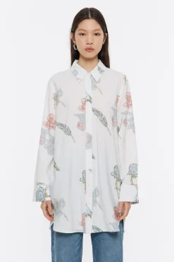 Cheap BIMBA Y LOLA Camisa Recta Birds Marfil
