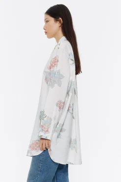 Cheap BIMBA Y LOLA Camisa Recta Birds Marfil