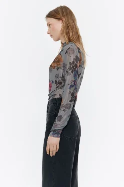 Clearance BIMBA Y LOLA Camiseta Ajustada Tul Canary Caqui