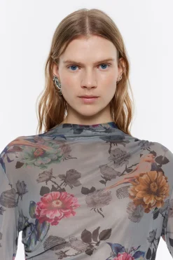 Clearance BIMBA Y LOLA Camiseta Ajustada Tul Canary Caqui