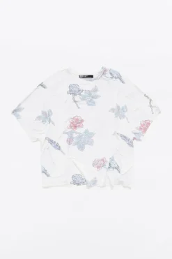 Outlet BIMBA Y LOLA Camiseta Boxy Viscosa Birds Marfil