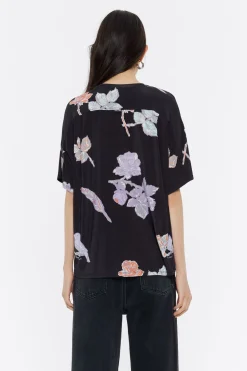 Flash Sale BIMBA Y LOLA Camiseta Boxy Viscosa Birds Gris Oscuro