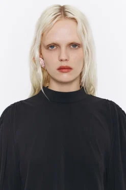 Outlet BIMBA Y LOLA Camiseta Hombros Fruncidos Negro Lavado