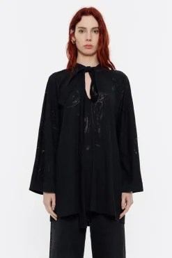 Fashion BIMBA Y LOLA Camiseta Larga Mirrors Devore Negra